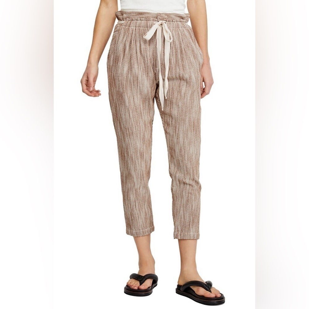 Free People | Light At Sunrise High-Rise Straight Leg Pants, Rust/Cream, Size 4